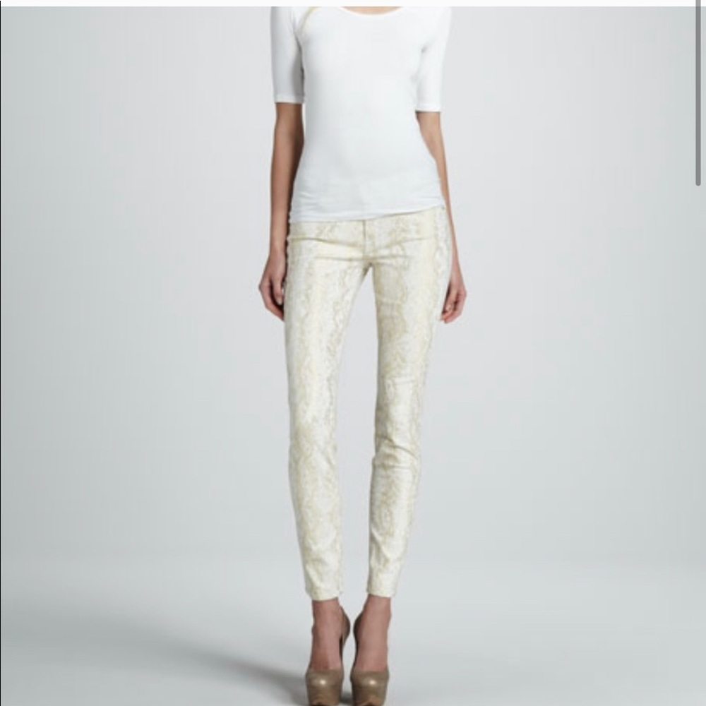 7 For All Mankind Gold Snakeskin Jeans 31" Inseam
